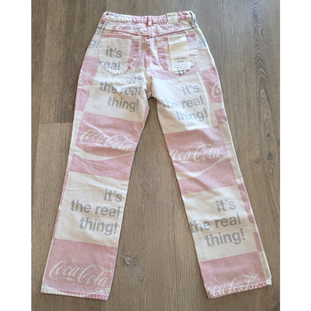 Rollas Coca Cola Jeans High Rise Straight Size 27x29 Collab Limited NWT $160 - Picture 7 of 12